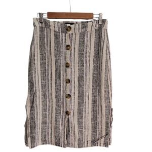 New Look Linen Rayon Blend Button Front Skirt Sz L Lightweight Casual Summer